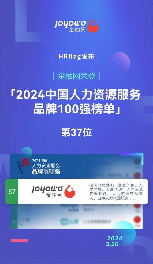 11大类产品入选,金柚网荣登 hrflag2024中国人力资源服务品牌100强 榜单